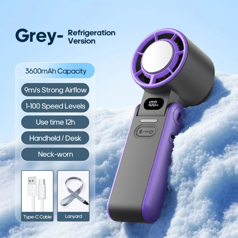 5 Gear Wind,4000mAh Battery Operated, Up to 10 Working Hours, 3 IN 1 Hand Fan Rechargeable with Air Turbo Tech Cooling Fan for Outdoor Activities and Travel.