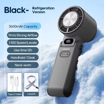 5 Gear Wind,4000mAh Battery Operated, Up to 10 Working Hours, 3 IN 1 Hand Fan Rechargeable with Air Turbo Tech Cooling Fan for Outdoor Activities and Travel.