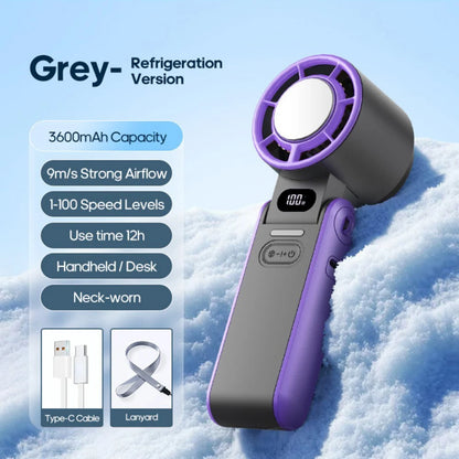5 Gear Wind,4000mAh Battery Operated, Up to 10 Working Hours, 3 IN 1 Hand Fan Rechargeable with Air Turbo Tech Cooling Fan for Outdoor Activities and Travel.