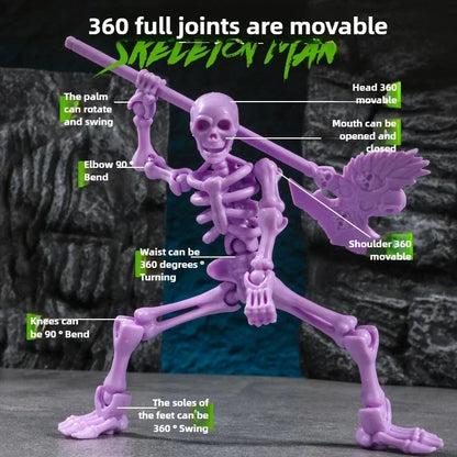 3D Skull Model Assembly Toy Multi-Articulable Skull and Bone Puppet Decoration Action Figures