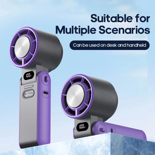 5 Gear Wind,4000mAh Battery Operated, Up to 10 Working Hours, 3 IN 1 Hand Fan Rechargeable with Air Turbo Tech Cooling Fan for Outdoor Activities and Travel.